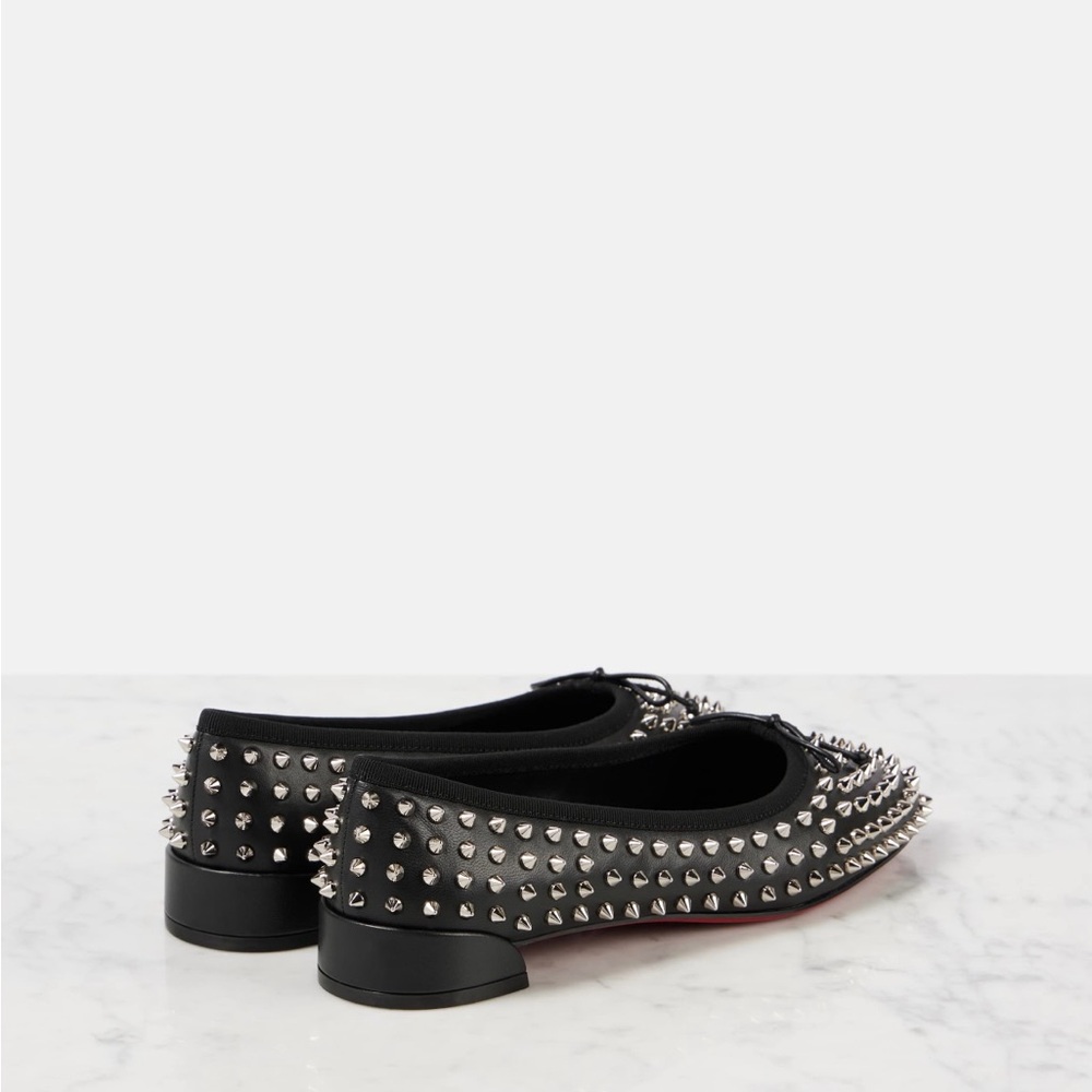 Christian Louboutin Black Silver Studded Flats/IT 39/US 8.5 - Picture 2 of 11
